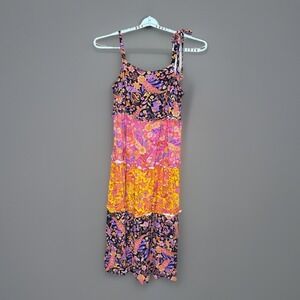 Ivy Street Tiered Maxi Dress Women 2X Multicolor Boho Festival Hippie Retro Art